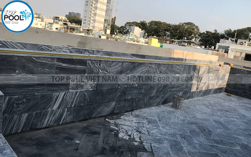 ốp đá hồ bơi sân thượng