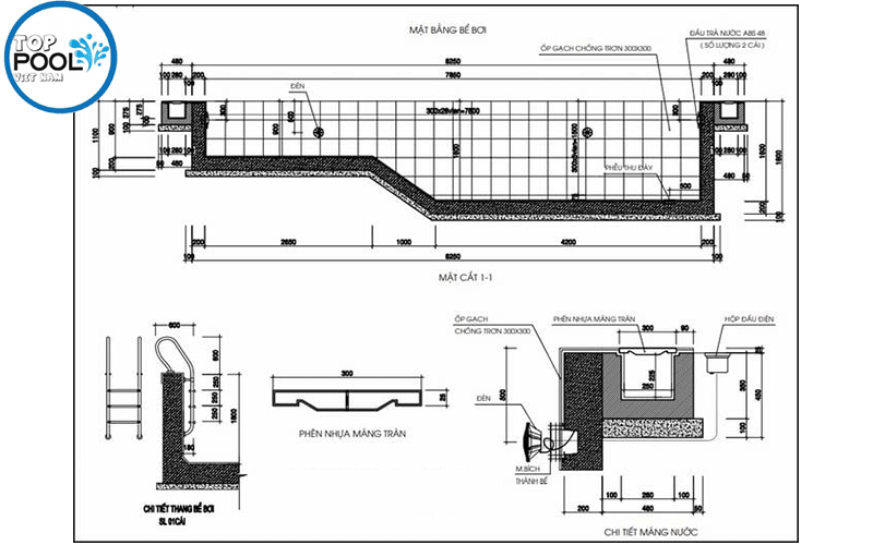 bản vẽ thiết kế kết cấu hồ bơi