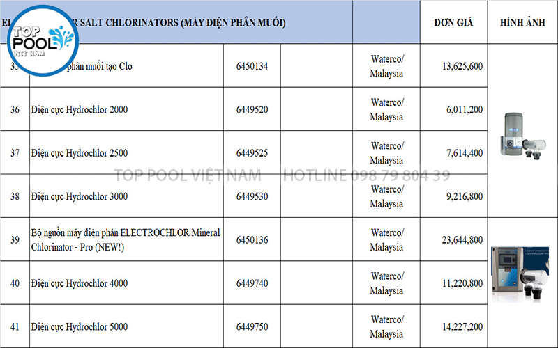 báo giá thiết bị hồ bơi Emaux