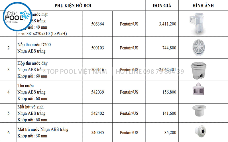 báo giá thiết bị hồ bơi tại tphcm