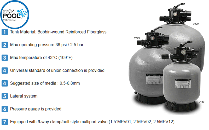 bình lọc cát hồ bơi emaux V900