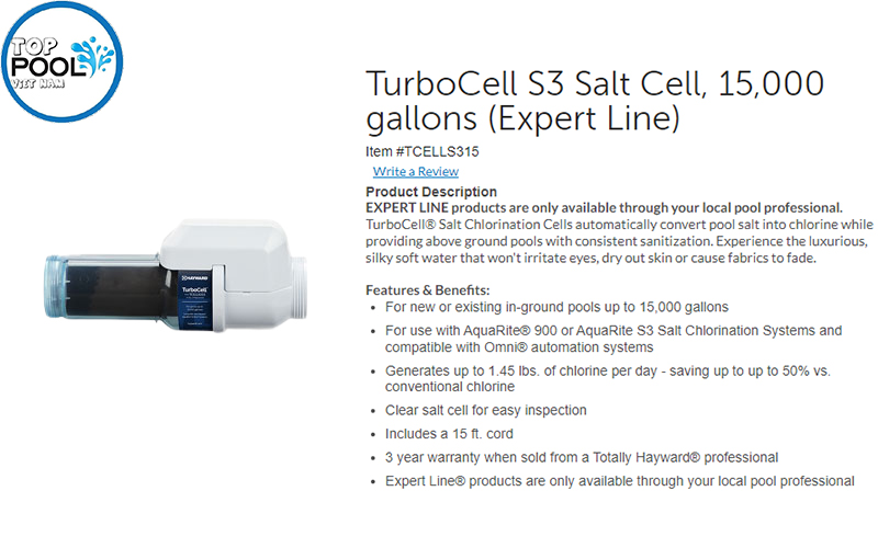 Bộ Cell máy điện phân muối Hayward TurboCell S3 TCELLS340