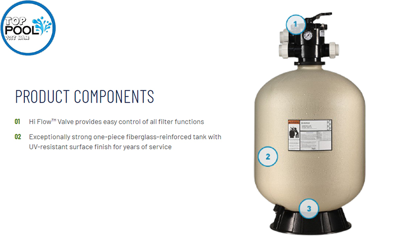 cấu tạo bình lọc hồ bơi Pentair TA60D