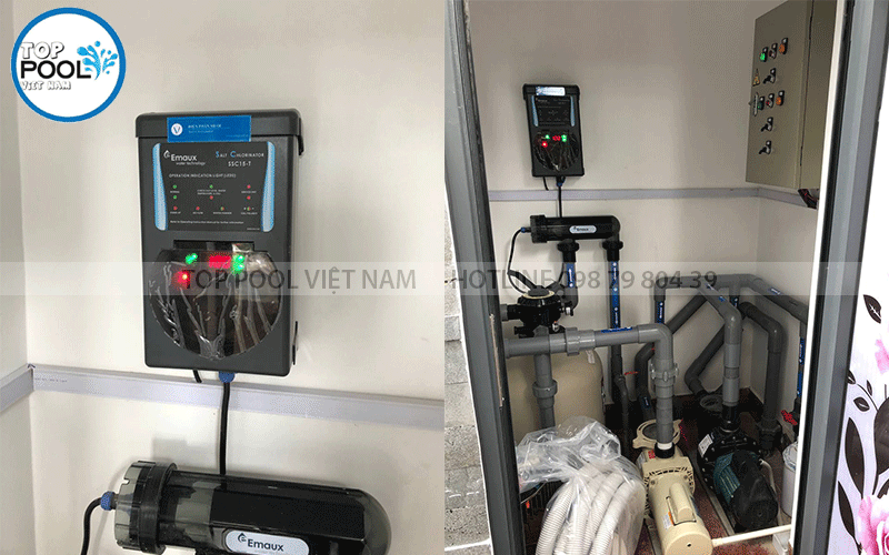 lắp đặt máy điện phân muối hồ bơi SSC50-T