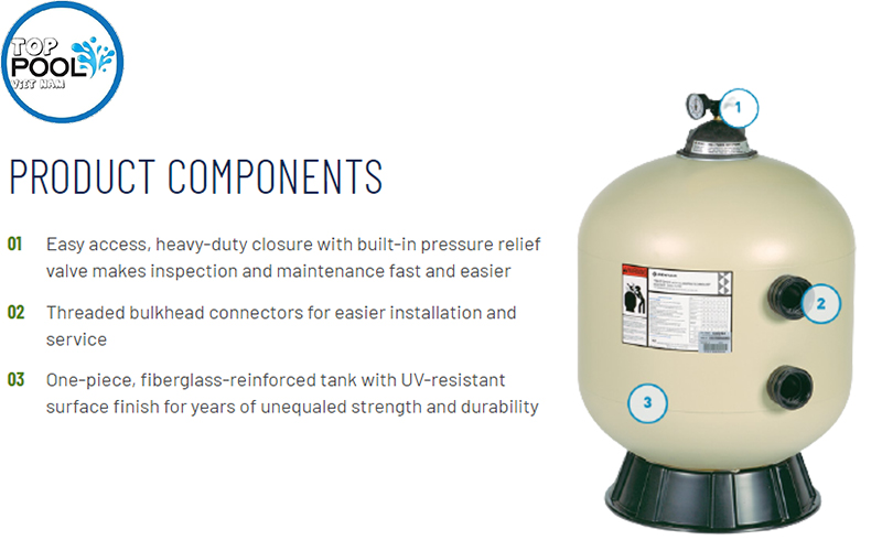 Đặc điểm bình lọc nước hồ bơi Pentair TR100