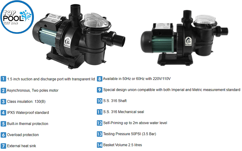 Đặc tính máy bơm hồ bơi Emaux SC050