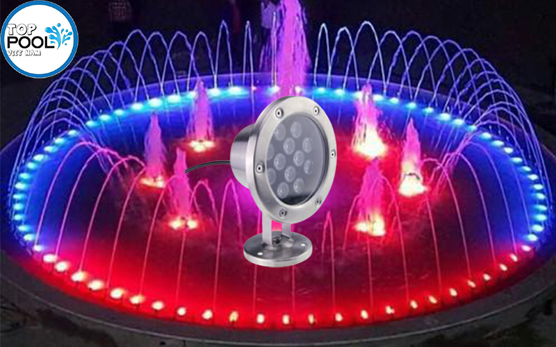 Đèn led đài phun nước 12W 24V dạng đế inox