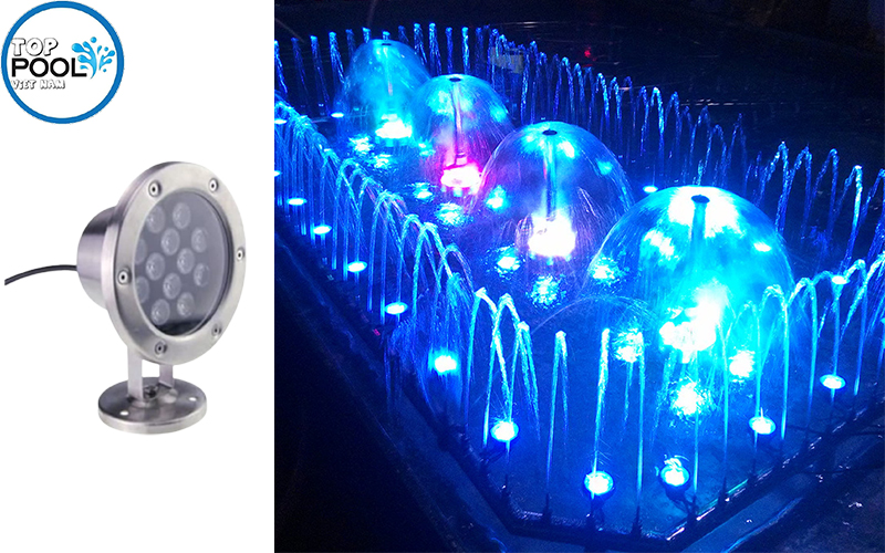 Đèn led đài phun nước 12W 24V dạng đế inox