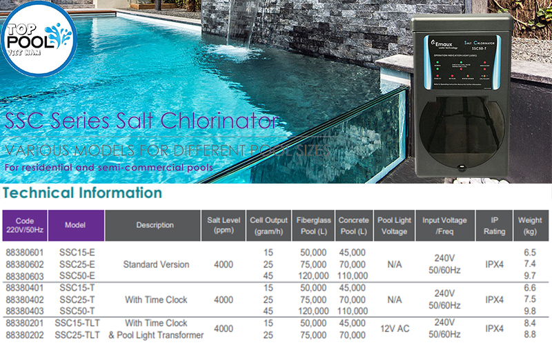 máy điện phân muối hồ bơi Emaux