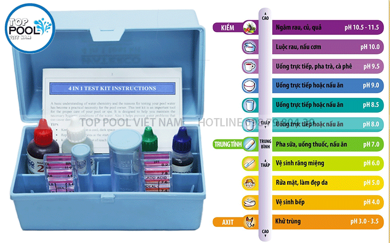 bộ test kiểm tra độ PH nước hồ bơi