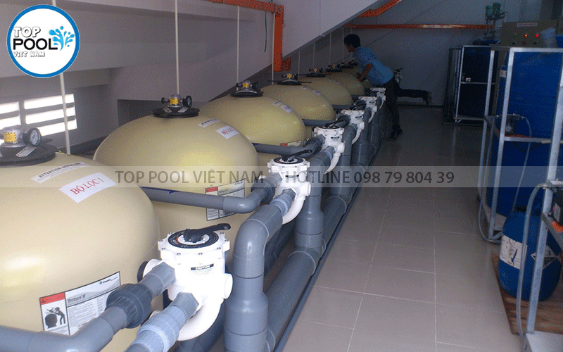 Phòng máy hồ bơi sau khi được bảo trì và vệ sinh hoàn thiện bởi Top Pool Việt Nam