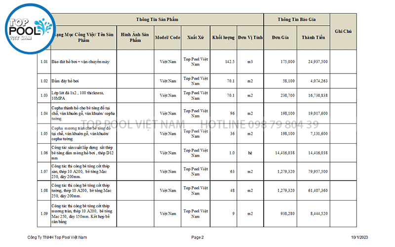 lên dự toán xây dựng hồ bơi