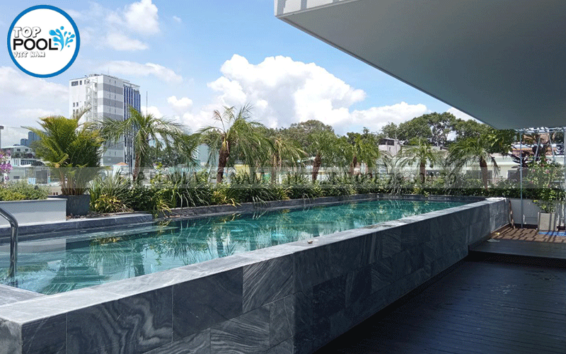 Kích thước hồ bơi trên sân thượng cho nhà phố