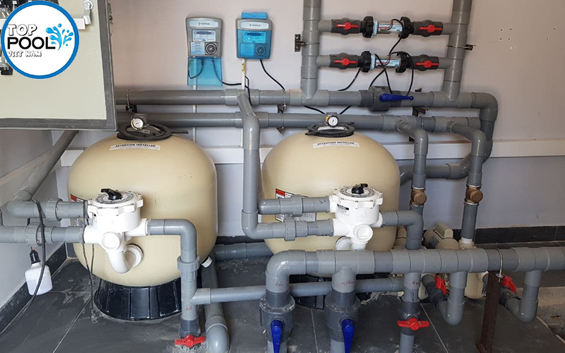 Hình ảnh lắp đặt bình lọc cát hồ bơi Pentair TR140