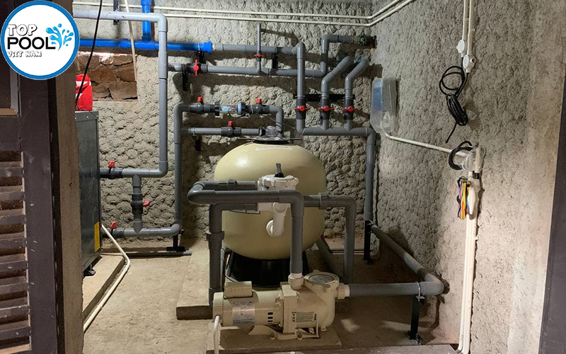 Hình ảnh lắp đặt sản phẩm bình lọc cát hồ bơi Pentair TR140