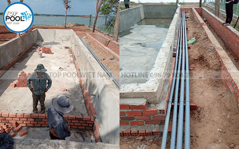 lắp đặt đường ống kỹ thuật bể bơi gia đình