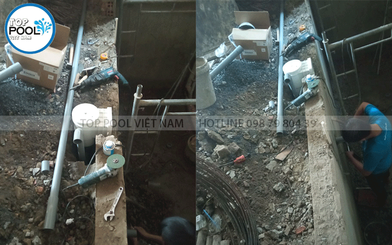 lắp đặt skimmer hồ bơi gia đình