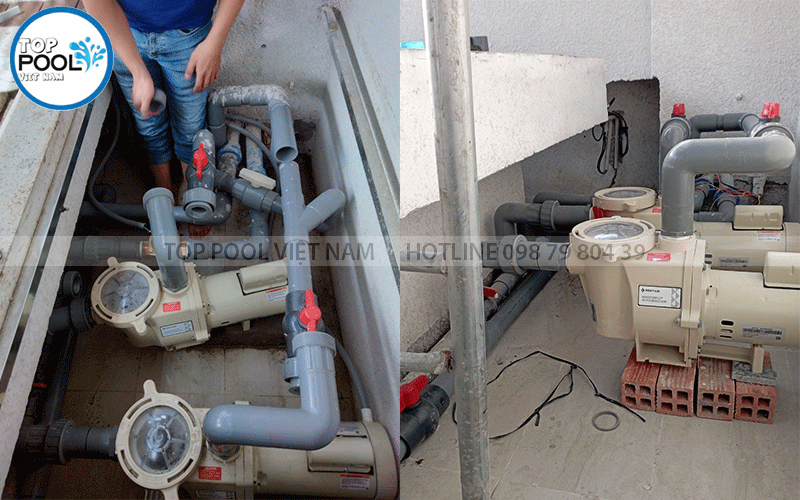 lắp đặt thiết bị hồ bơi cho bé