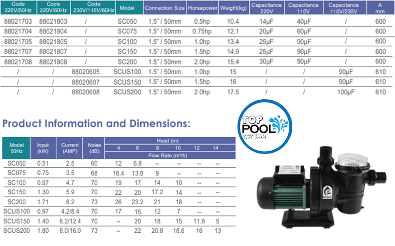 máy bơm lọc hồ bơi emaux sc075