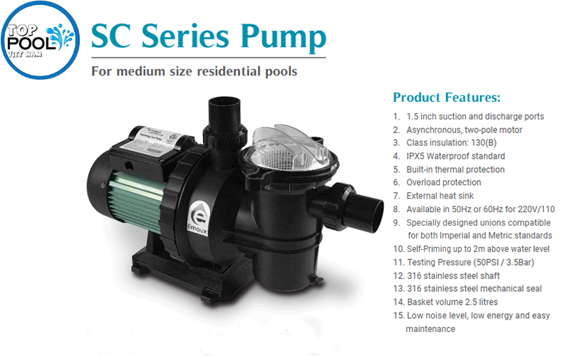 bơm lọc hồ bơi emaux sc150