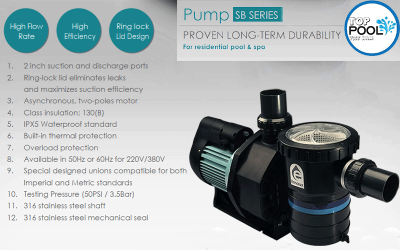 máy bơm lọc nước hồ bơi emaux