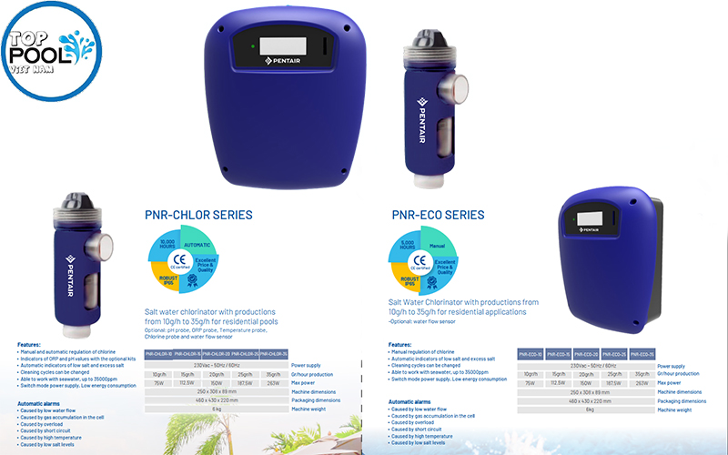 máy điện phân muối hồ bơi Pentair 35gr.h 