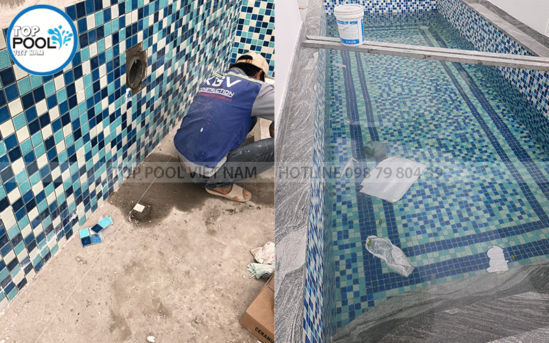 ốp gạch mosaic hồ bơi