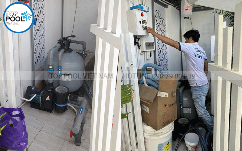 phòng máy xử lý nước hồ bơi gia đình