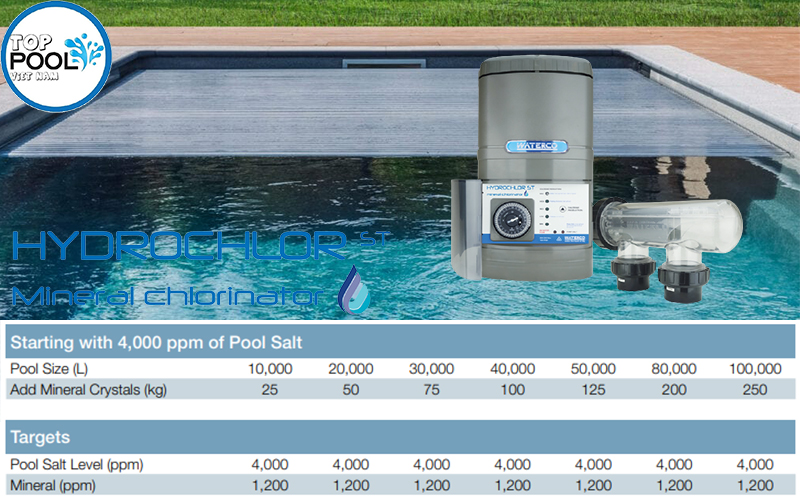 Thông số kỹ thuật máy điện phân muối Waterco ST 2500