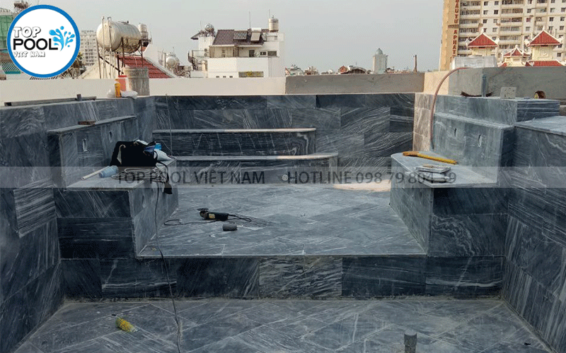 thi công bể bơi ngoài trời tại Tiền Giang