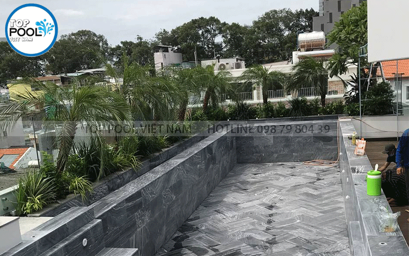 thi công bể bơi trên sân thượng tại Bình Dương