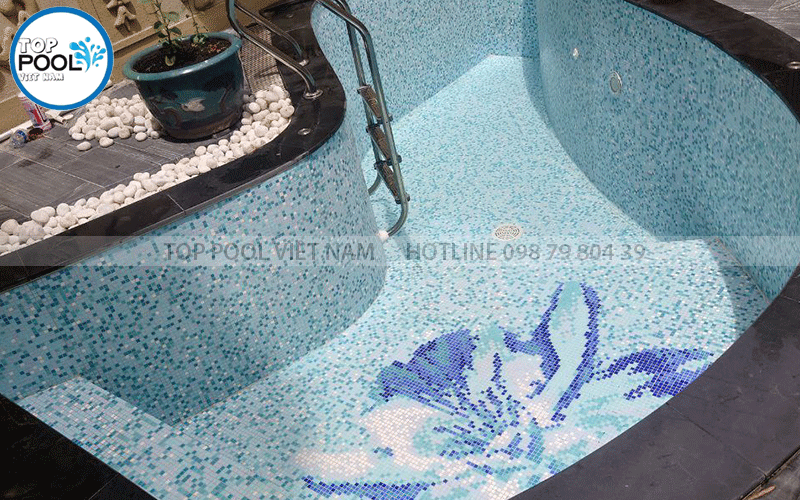 thiết kế hoa văn gạch hồ bơi