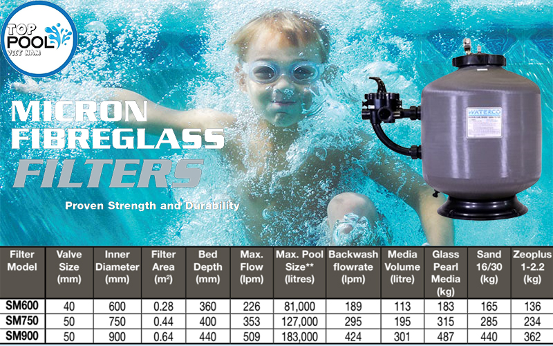 Thông số kỹ thuật bình lọc cát Waterco MS500