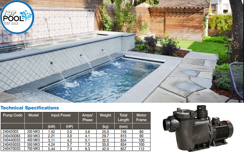 Thông số kỹ thuật máy bơm Waterco Hydrostar 3HP