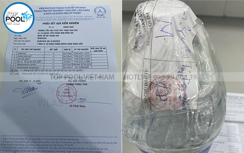 kết quả xét nghiệm nước hồ bơi